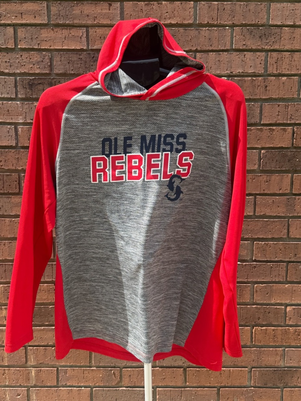 Champion Ole Miss Rebels Hooded Top Shirt University of Mississippi Mens Size XL